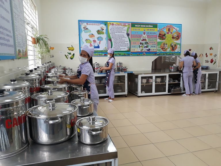 Thiết kế bếp ăn một chiều trường mầm non hợp vệ sinh và an toàn 