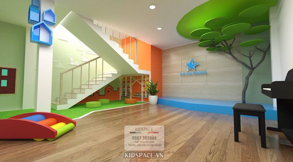 Mẫu thiết kế trường mầm non chuẩn ng&ocirc;i sao xanh
